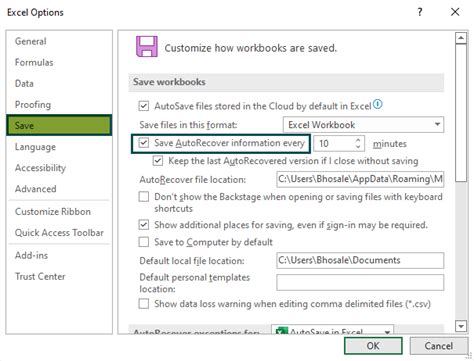 How to Turn On or Off AutoSave / AutoRecover in Excel.
